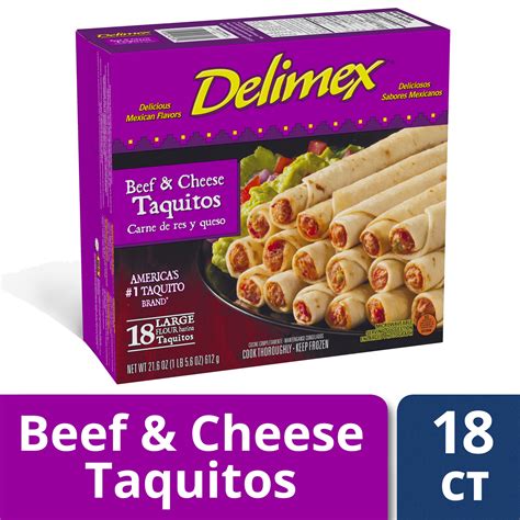 Delimex Beef & Cheese Flour Taquitos, Frozen Appetizer, 18 ct - 21.6 oz ...