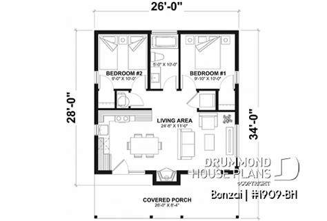 Plan 65685BS: Rectangular Tiny Home Plan With Bedrooms, 50% OFF