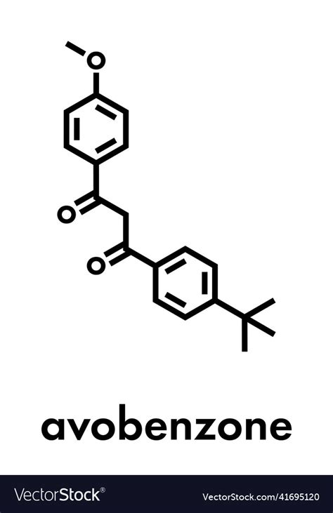 Avobenzone sunscreen molecule uv filter skeletal Vector Image