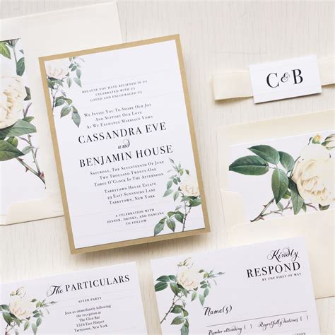 Ivory & White Wedding Invitations Floral | Beacon Lane