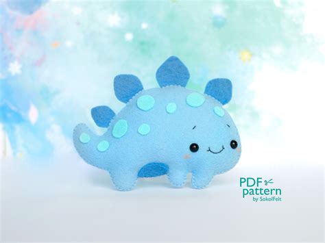 Felt Stegosaurus Dinosaur Toy Pdf Pattern, Cute Dinosaur Toy Sewing ...