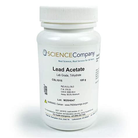 A.C.S. Grade Lead Acetate Trihydrate, 100g for sale. Buy from The ...