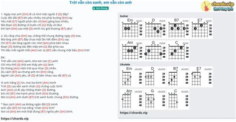 Chord: Trời vẫn còn xanh, em vẫn còn anh - Anh Khang - tab, song lyric ...