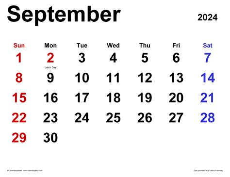 September 2024 Calendar Excel Download - Lanae Agnella