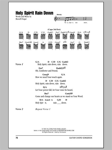 Holy Spirit Rain Down by Hillsong - Guitar Chords/Lyrics - Guitar ...