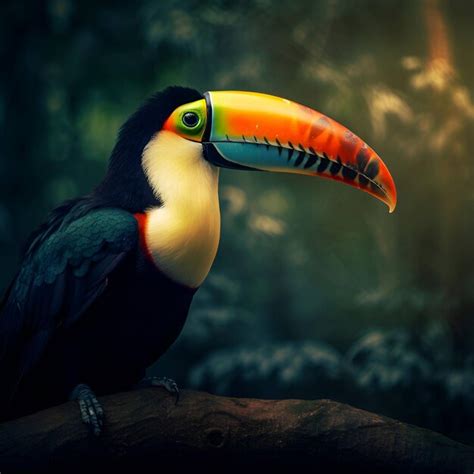 Premium AI Image | Toucan bird sitting on a branch in the rainforest