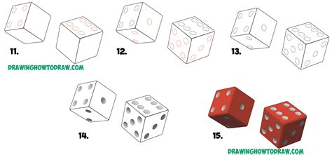 Learn How to Draw Rolling / Rolled Pair of Dice with Simple Steps ...