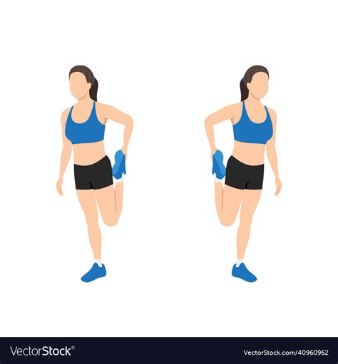 Woman doing standing quad stretch exercise Vector Image