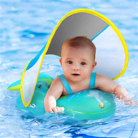 Buy No Flip Over Baby Pool Float with Canopy UPF50+ Sun Protection ...