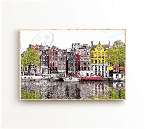 Amsterdam Canal Houses Digital Drawing of Amsterdam Canal | Etsy UK ...