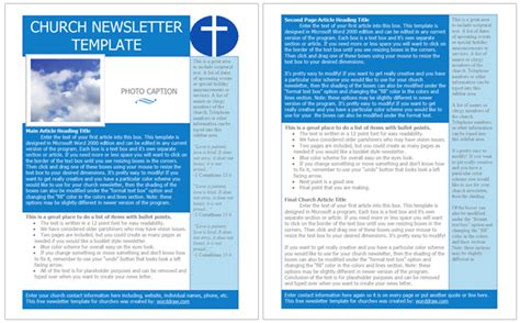 Free Church Newsletter Templates - WordDraw.com