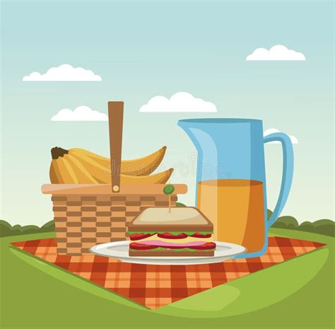 Picnic in the Park Cartoons Stock Vector - Illustration of park, meadow ...