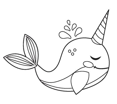 Cute Narwhal Coloring Page - Free Printable Coloring Pages