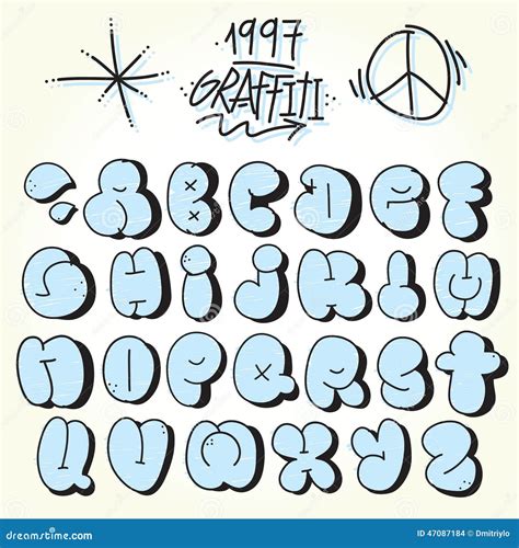 Graffiti Bubble Vector Font Stock Vector - Illustration of calligraphic ...