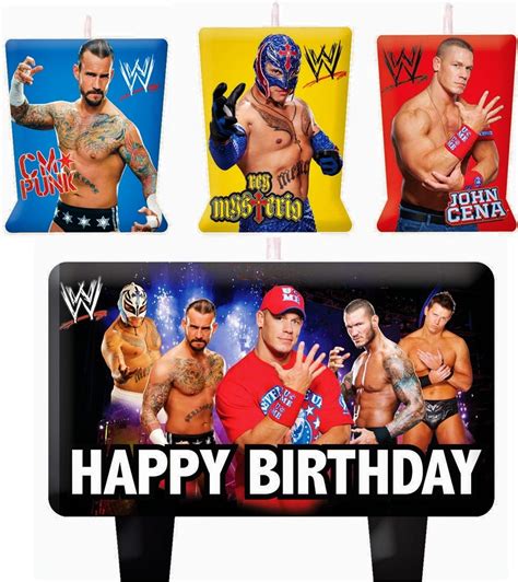 WWE Wrestling Birthday Cake Candles SET Decoration Toppers John Cena ...