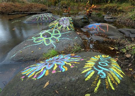 Rock Chalk Art on the River 2 Photograph by Ronnie Corn - Fine Art America