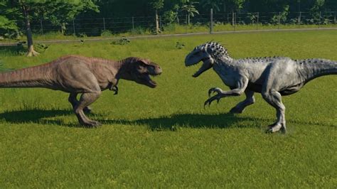 Indominus Rex VS T-Rex - Jurassic World Evolution - YouTube