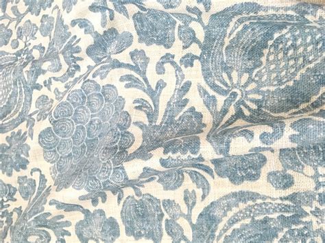 7 yards Blue Batik Linen Fabric / Blue Linen Upholstery / Drapery ...