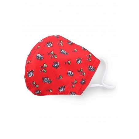 Koala Bear Print Face Mask | Red Designer Animal Print Mask with Filter ...