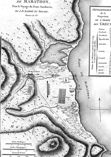 Historical map of the Battle of Marathon - Stock Image - C040/0720 ...