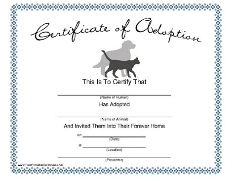 Dog Adoption Certificate Template - PDFSimpli