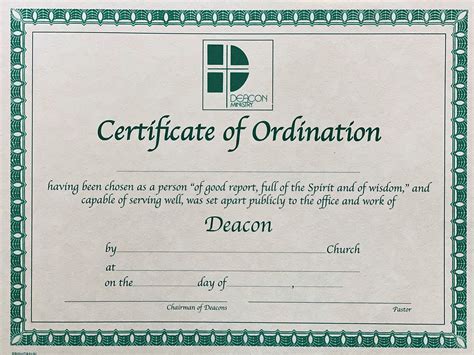 Deacon Ordination Certificate Template