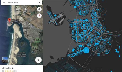 Morro Bay, the real life location of Night City, vs. the presumed map ...