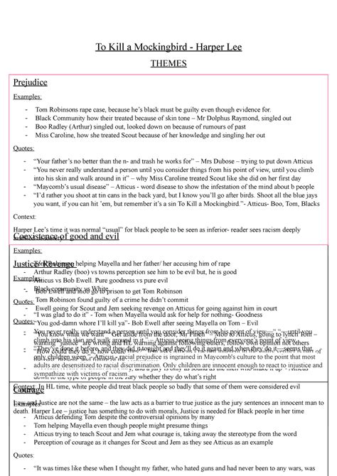 To kill a mockinbird Themes, Quotes, Notes - To Kill a Mockingbird ...