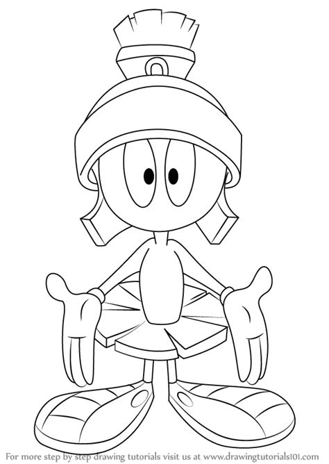 How to Draw Marvin the Martian from Looney Tunes (Looney Tunes) Step by ...