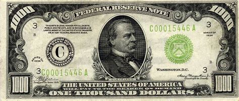 Grover Cleveland On Money: $1,000 - One Thousand Dollar Bill