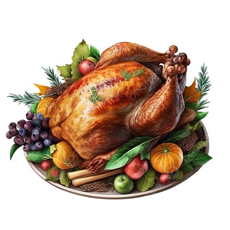 Thanksgiving Turkey Food Dinner Roast Whole Chicken With Vegetables On ...