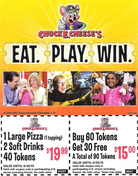 treasures for tots: NEW Chuck E. Cheese Coupons (expires 6/13)!!