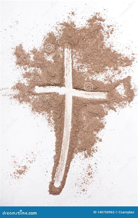 Cross and Ash on White Background - Symbol of Ash Wednesday Stock Image ...