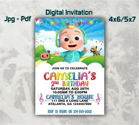 Cocomelon birthday invitations Cocomelon Invitation digital | Etsy