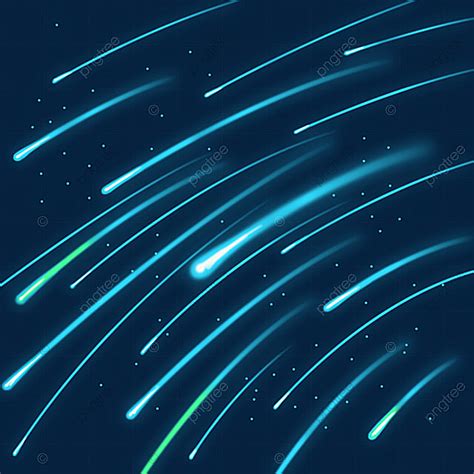 Meteor Shower PNG Image, Blue Green Meteor Shower, Meteor, Element ...