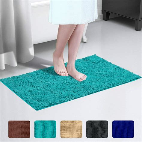 Non-Slip Shaggy Microfiber Chenille Bathroom Rug Mat, Extra Soft and ...