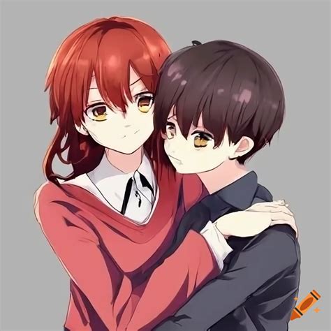 Anime couple hugging