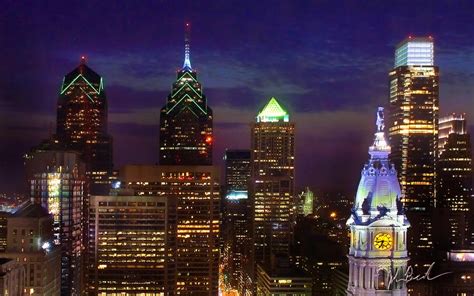 Philly Skyline 2008 - Night by barefootphotography on DeviantArt