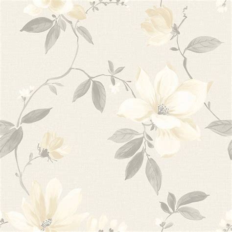 Magnolia Cream Floral Wallpaper | DIY at B&Q | Magnolia wallpaper ...