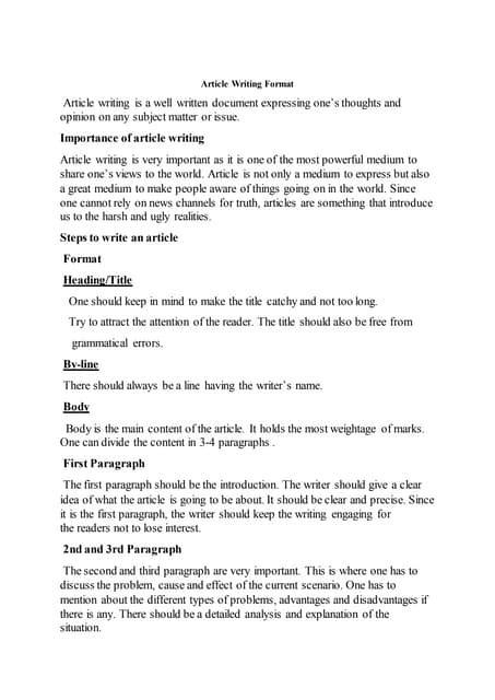 Article writing format | PDF