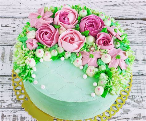 Birthday cake with flowers rose stock photo containing cake and ...