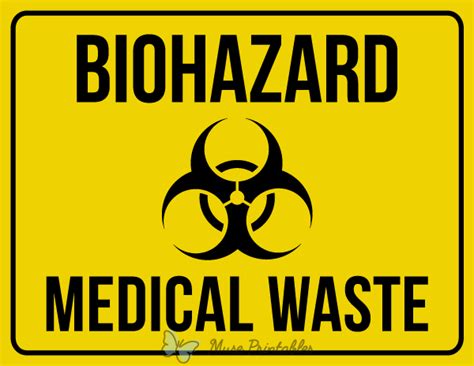 Printable Biohazard Medical Waste Sign