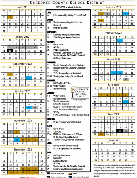 Cherokee County Schools 2025-2026 Academic Calendar: A Comprehensive ...