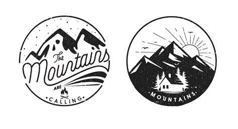 mountain logo templates black white retro design 23864478 Vector Art at ...