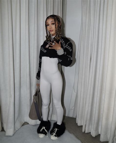 Coi Leray Rocks Black and White Look Featuring Fashion Nova White High ...