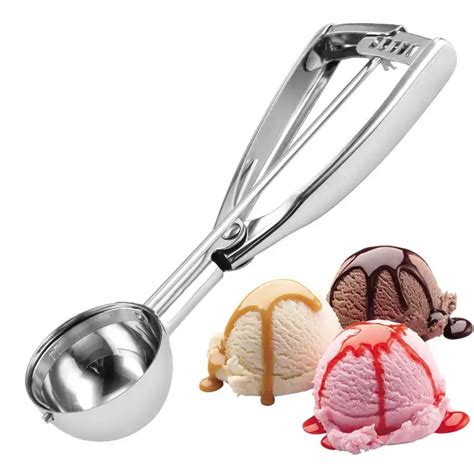 Stainless Steel Ice Cream Scoops Fruit Mash Scoop Spoon Ice Cream Ball ...