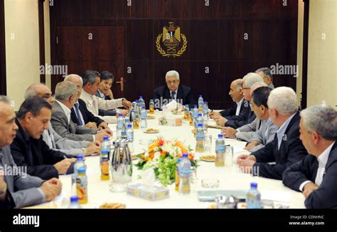 Palestinian President Mahmoud Abbas (Abu Mazen) heads the meeting of ...