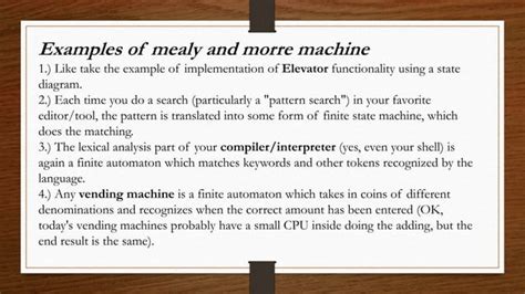 Applications of Mealy & Moore Machine | PPT