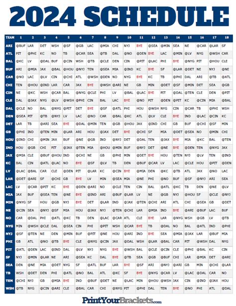 Nfl Weekly Schedule 2024 Printable - Cara Marris