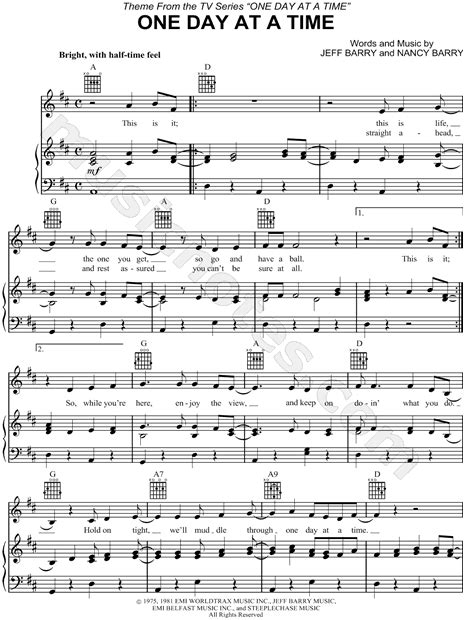 Free Printable Sheet Music One Day At A Time - Free Templates Printable